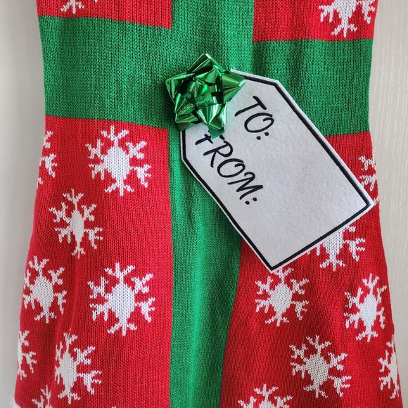 Planet Heart Ugly Christmas Sweater Dress Present Gift Red Snowflakes Size Small - Picture 3 of 6